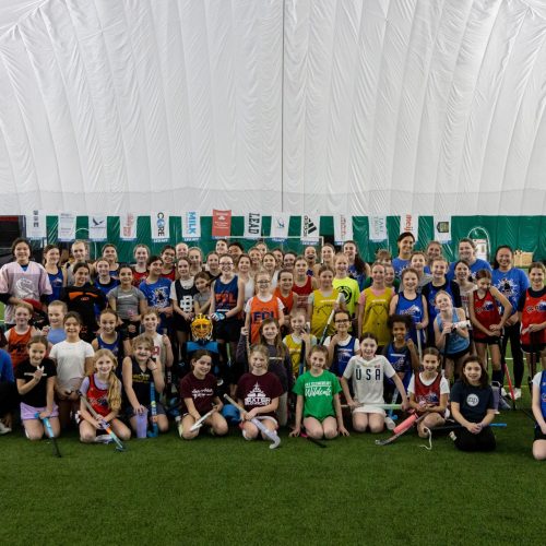 large group photo from Hockey Untamed field hockey event in michigan powered by great lakes regional field hockey